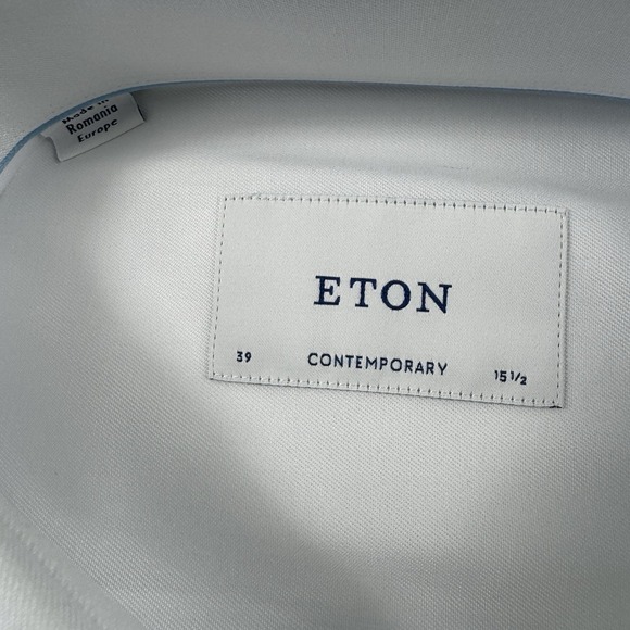 ETON Contemporary Solid White Current Cotton Button Front Size 15.5/39 NWT - Picture 4 of 7